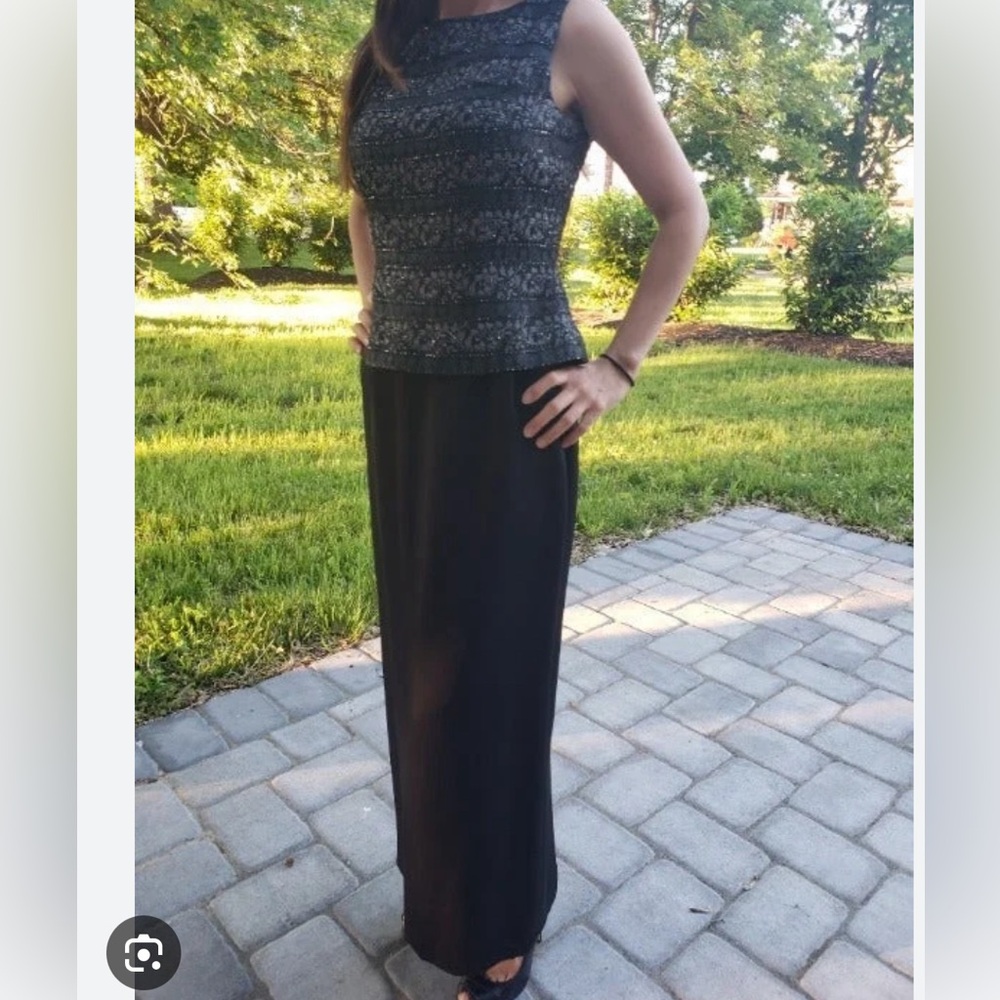 Navy blue sequined maxi gown